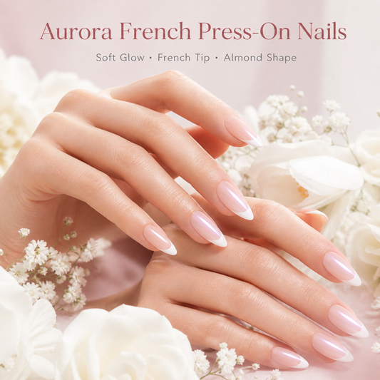 24pcs Soft Aurora French Almond Press-On Nails