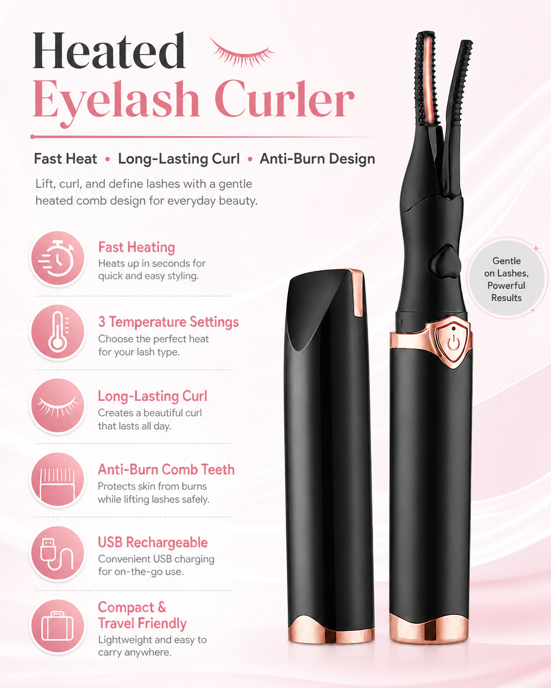Rechargeable Heated Lash Curler