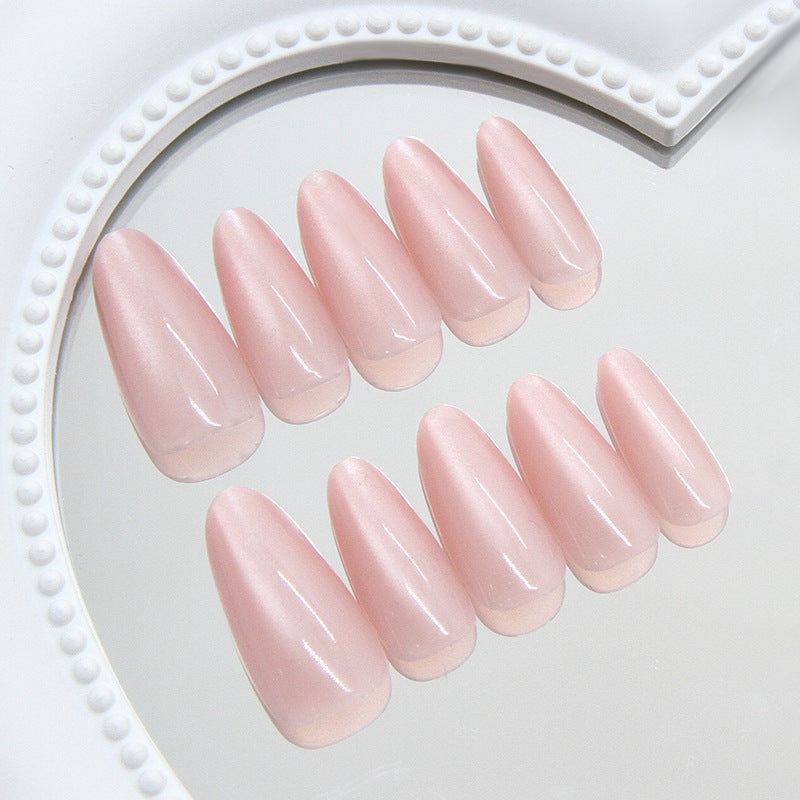 30pcs Blush Pink Cat-Eye Almond Press-On Nails