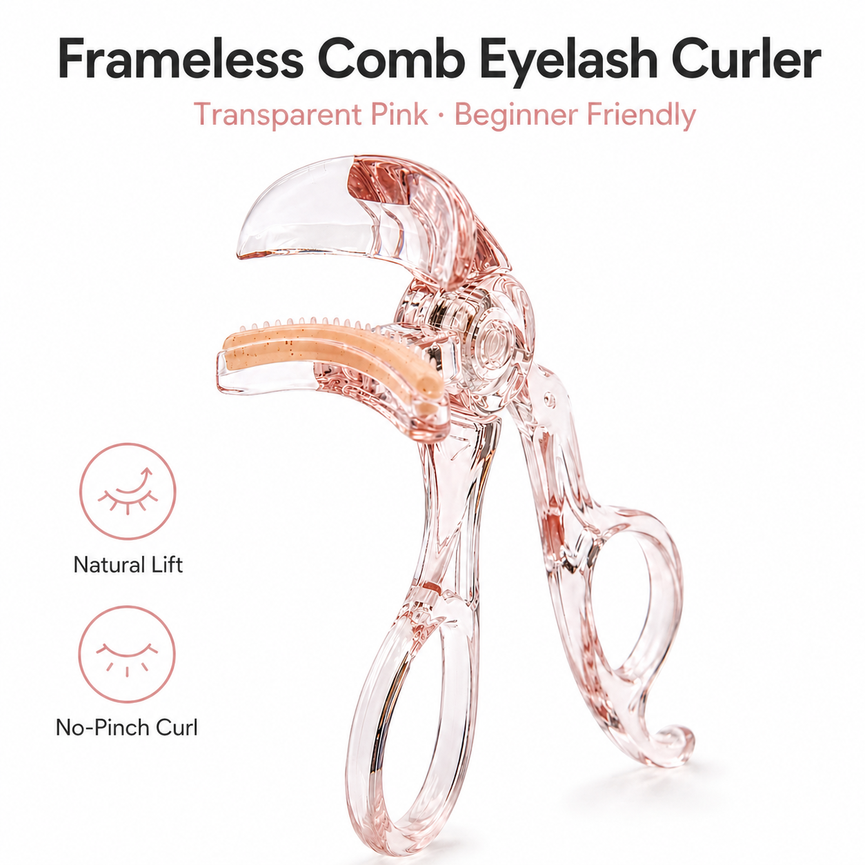 Transparent Pink Frameless Comb Eyelash Curler