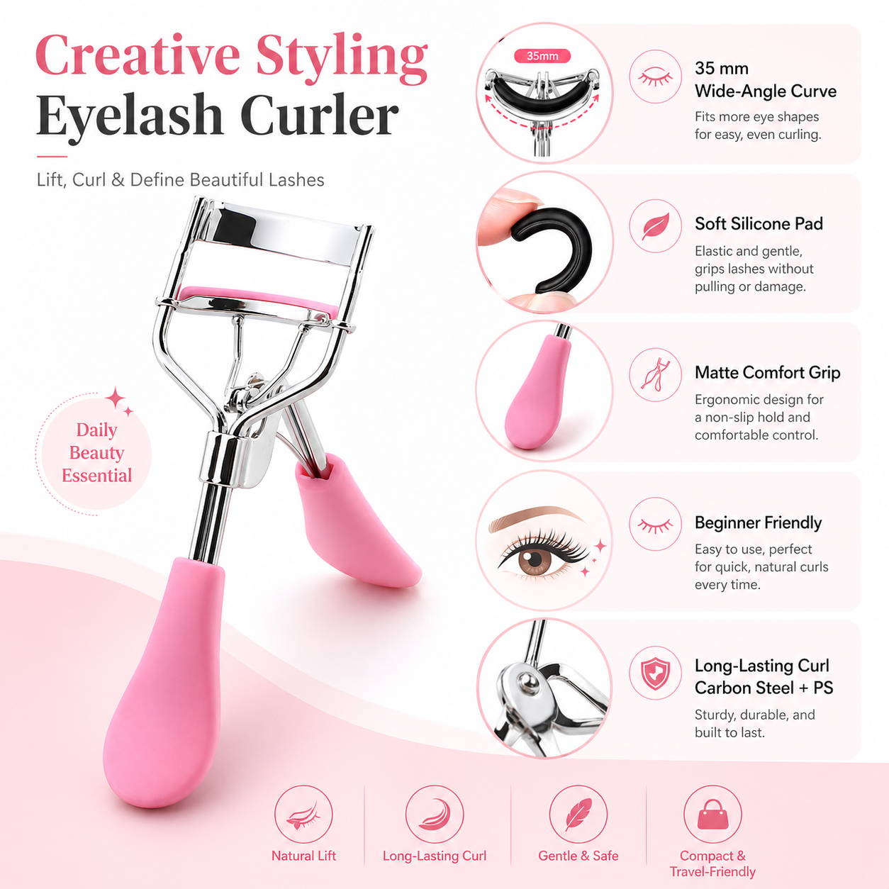 Pink Matte Eyelash Curler