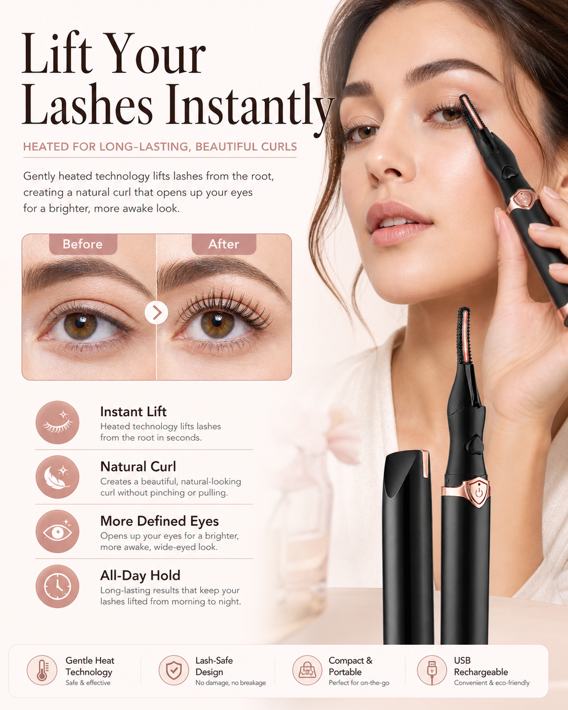 Rechargeable Heated Lash Curler
