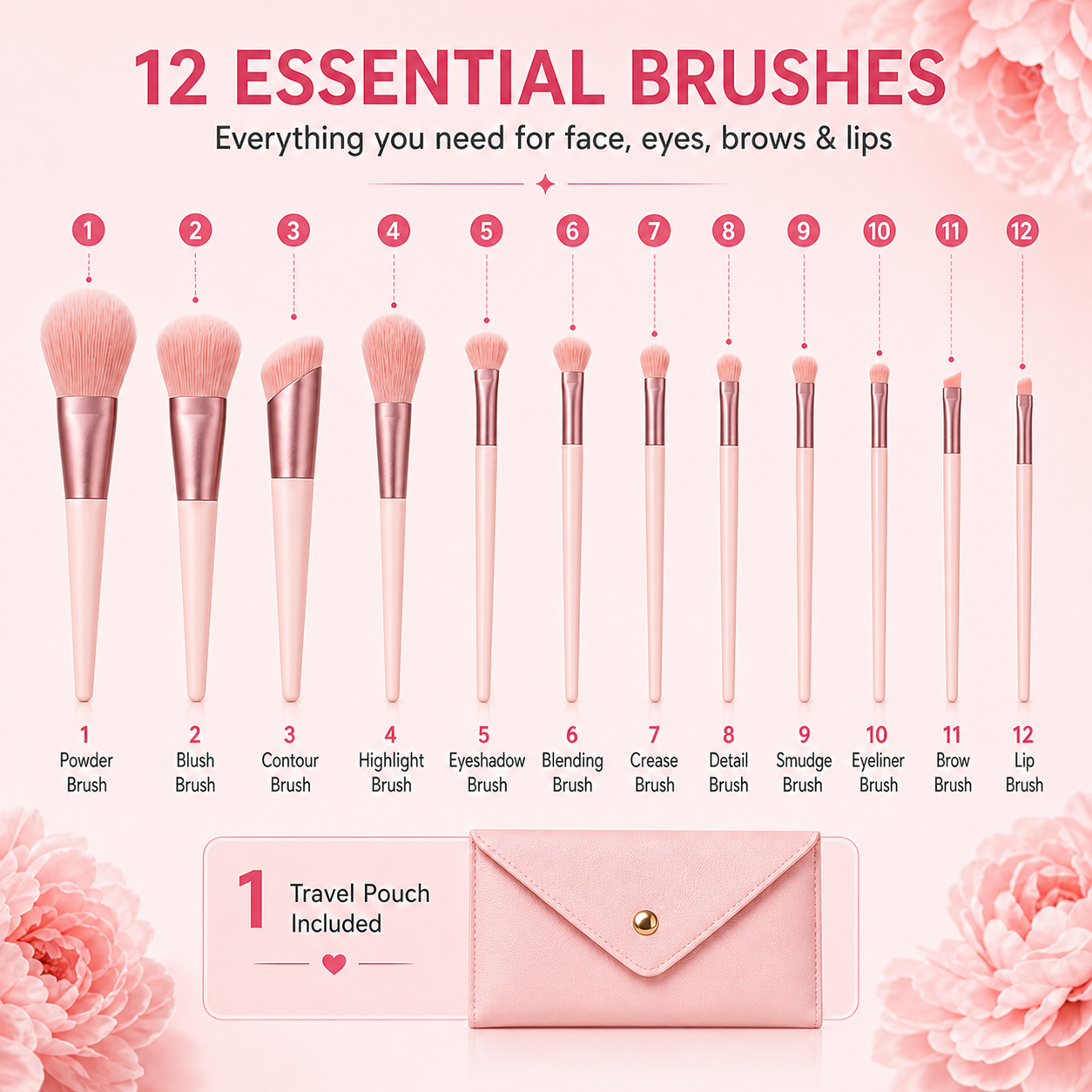 12PCS Soft Bristles Makeup Brush Set