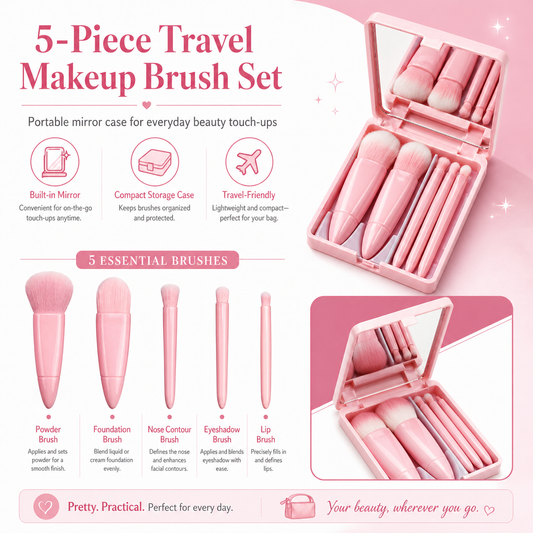 5PCS Mini Brush Set with Mirror