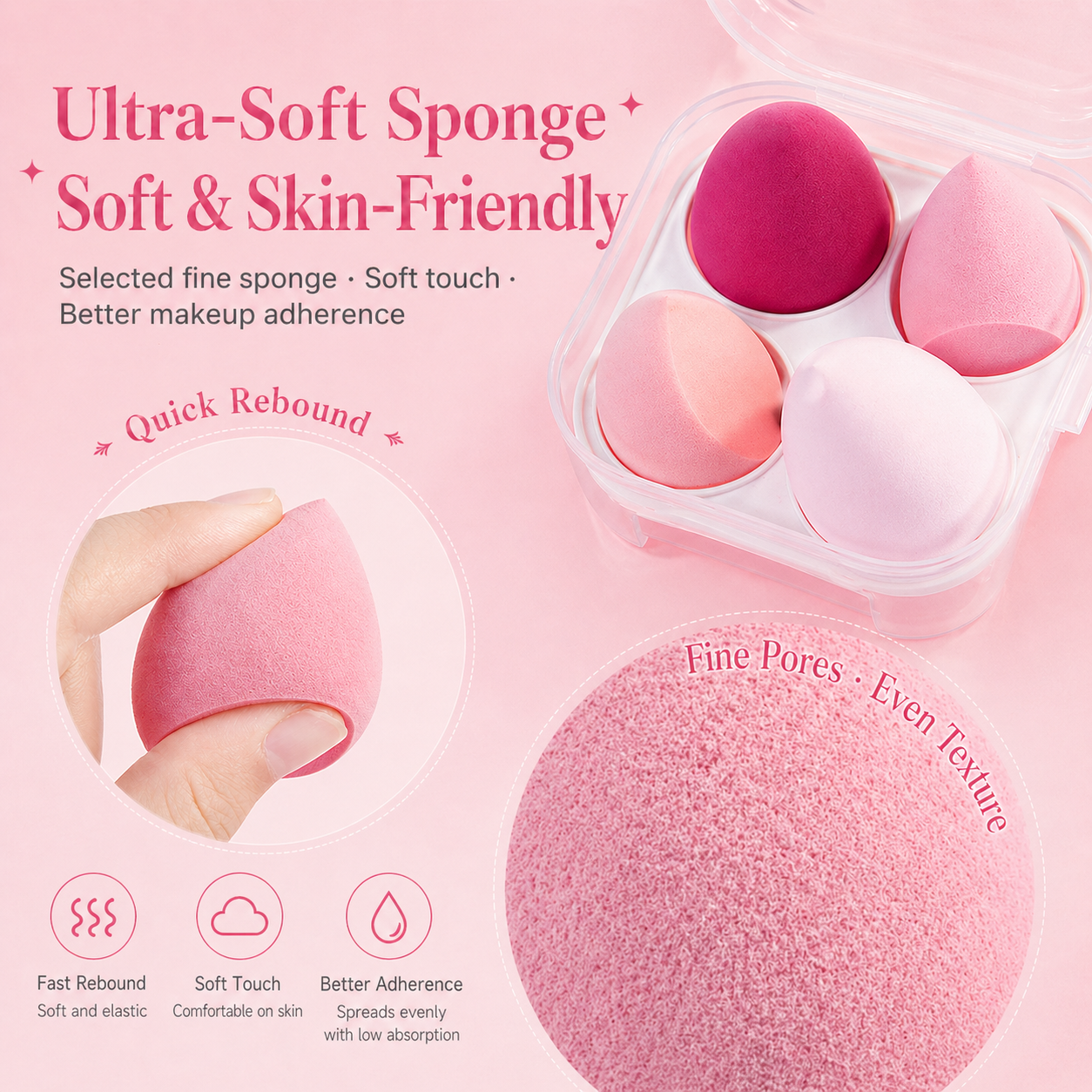 4PCS Ultra Soft Makeup Sponge