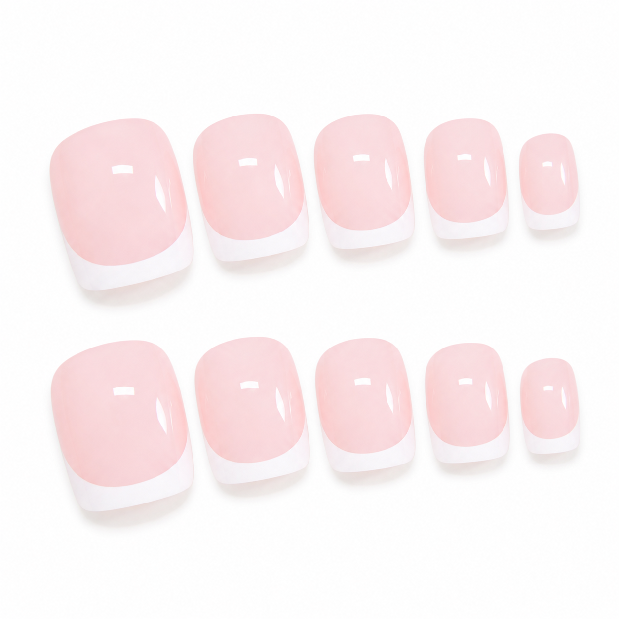24pcs Sweet Blush Pink Short French Press-On Nails