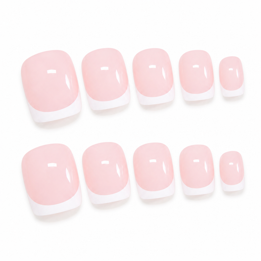 24pcs Sweet Blush Pink Short French Press-On Nails