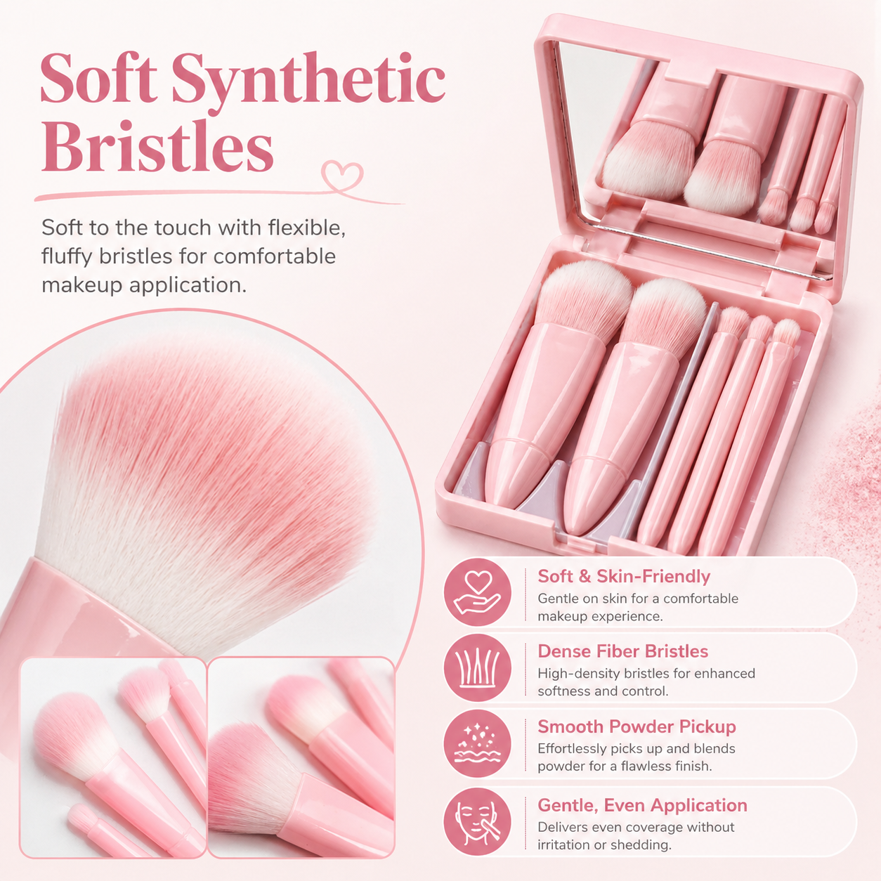 5PCS Mini Brush Set with Mirror