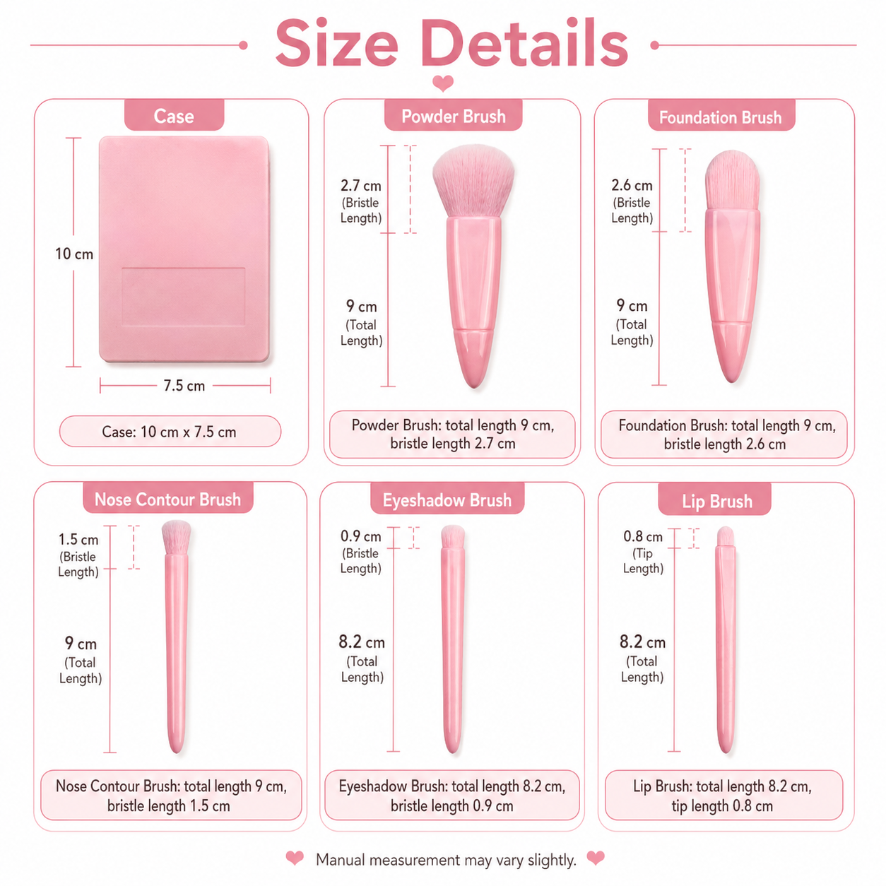 5PCS Mini Brush Set with Mirror