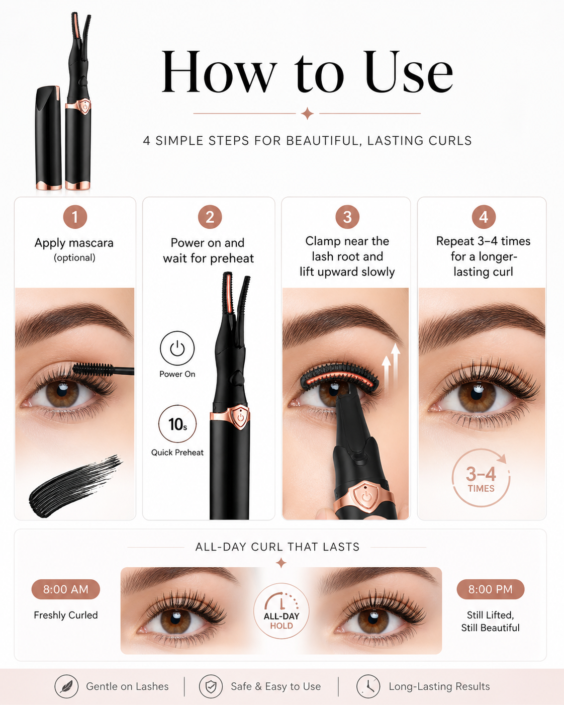 Rechargeable Heated Lash Curler