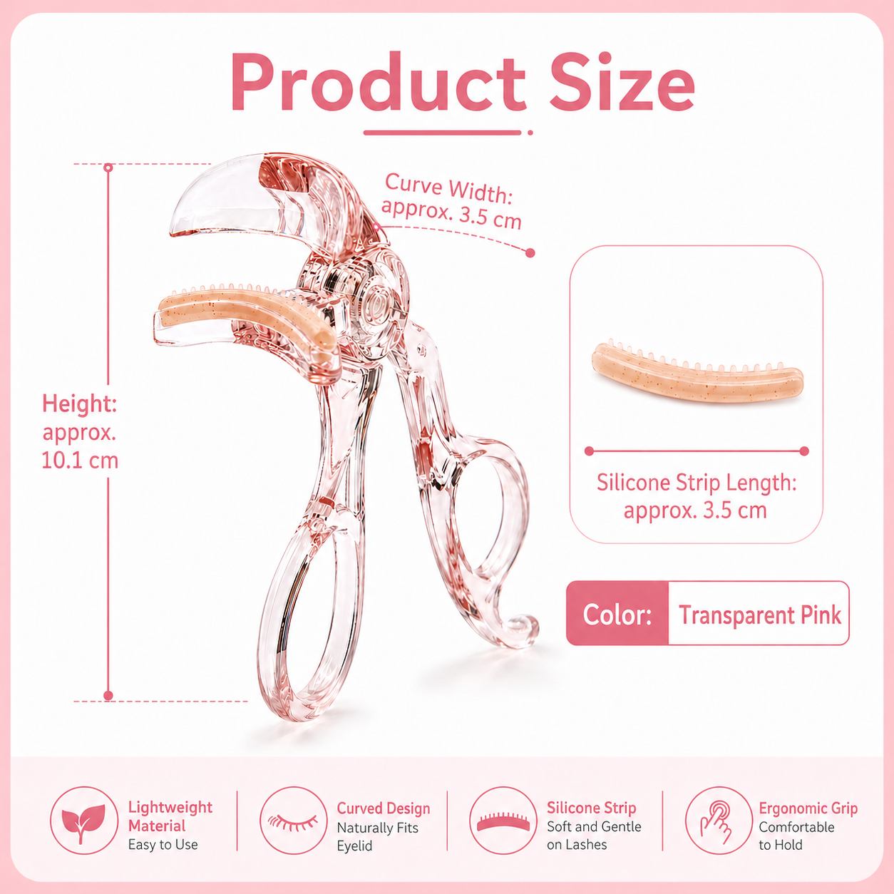 Transparent Pink Frameless Comb Eyelash Curler
