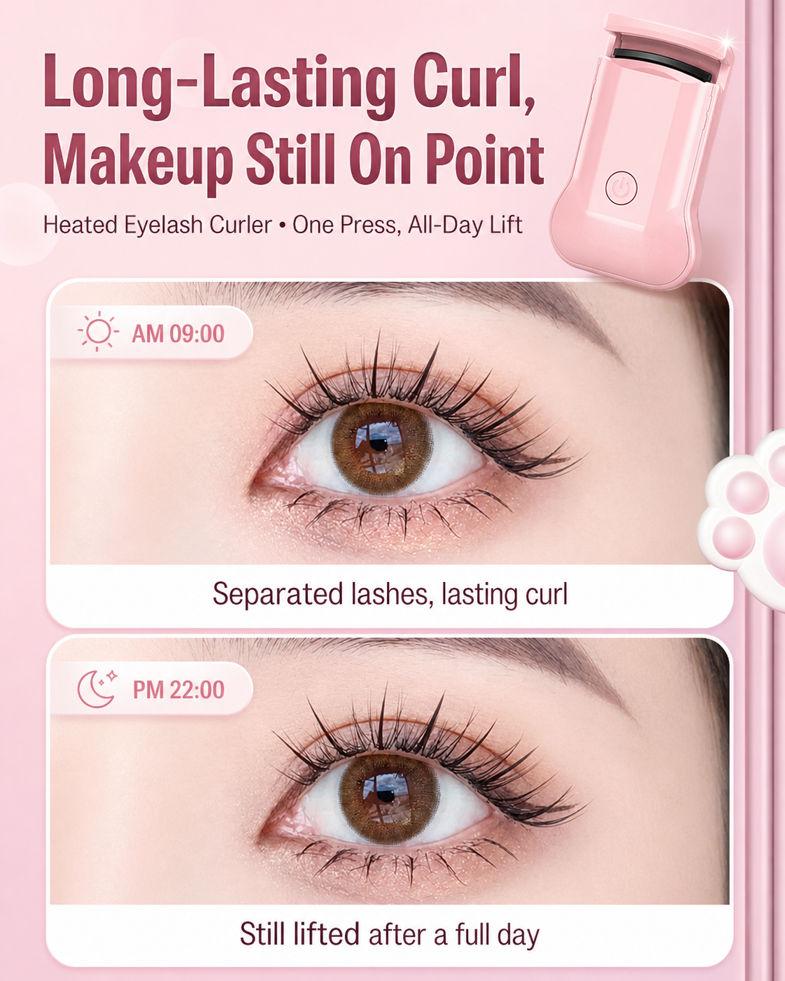Cute Cat Paw Heated Eyelash Curler