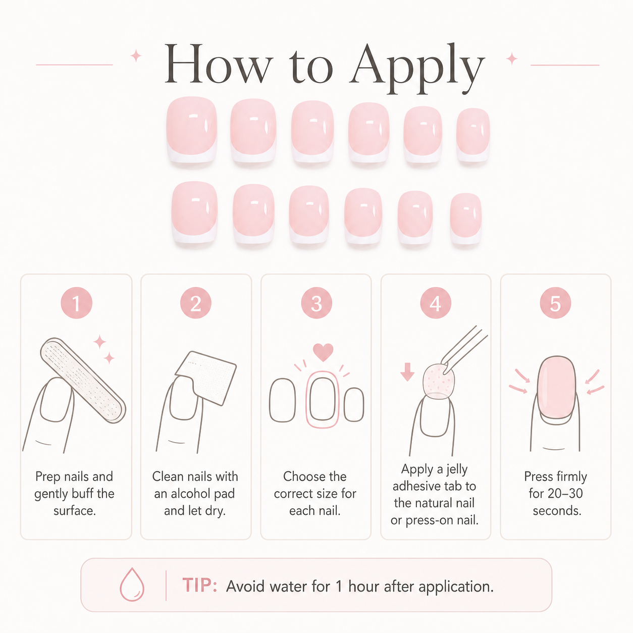 24pcs Sweet Blush Pink Short French Press-On Nails