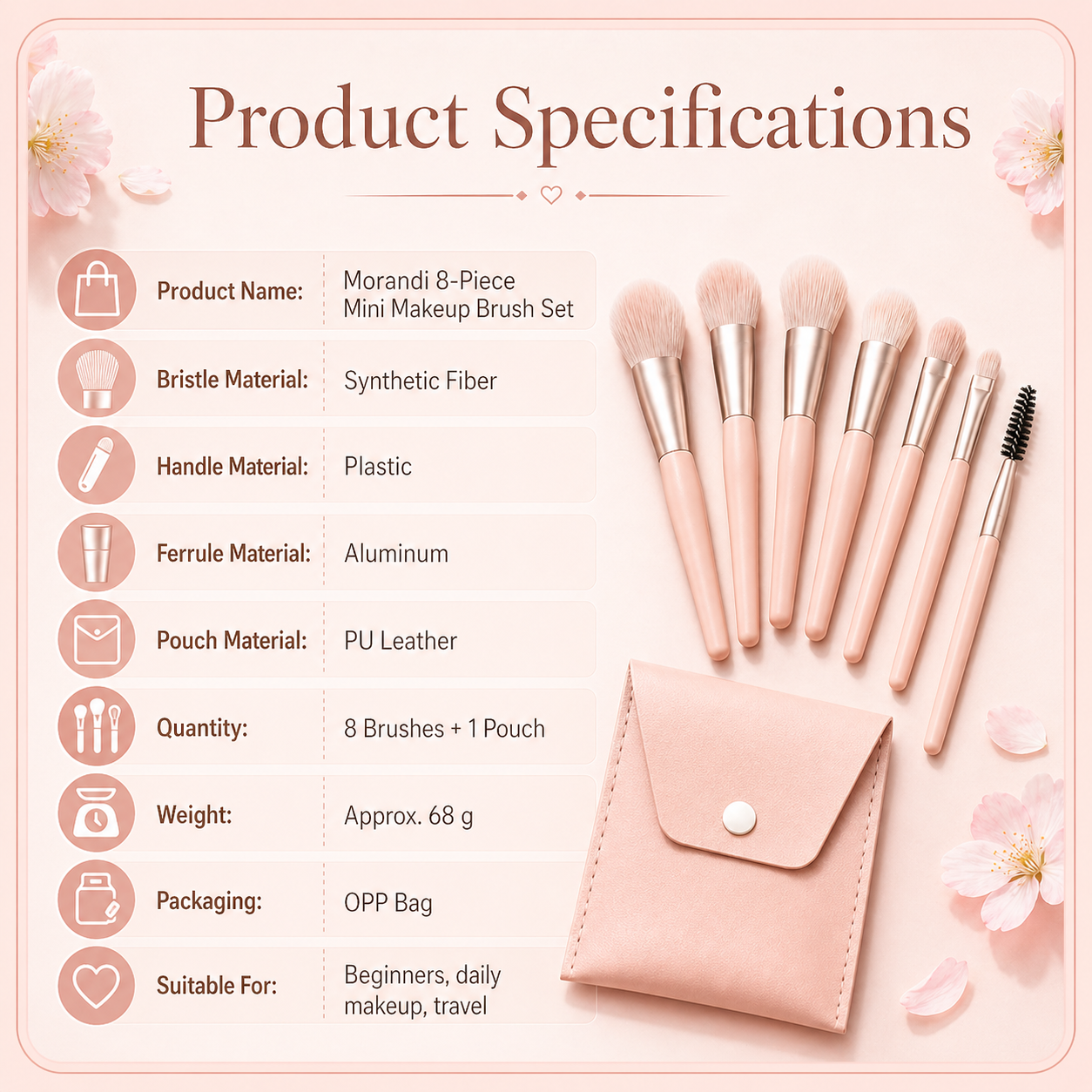 8PCS Morandi Mini Brush Set
