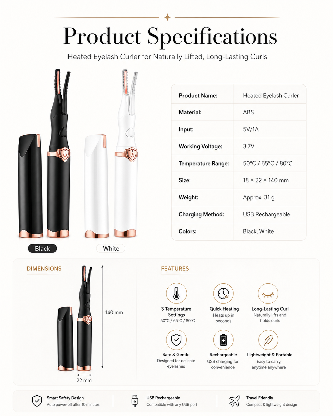 Rechargeable Heated Lash Curler