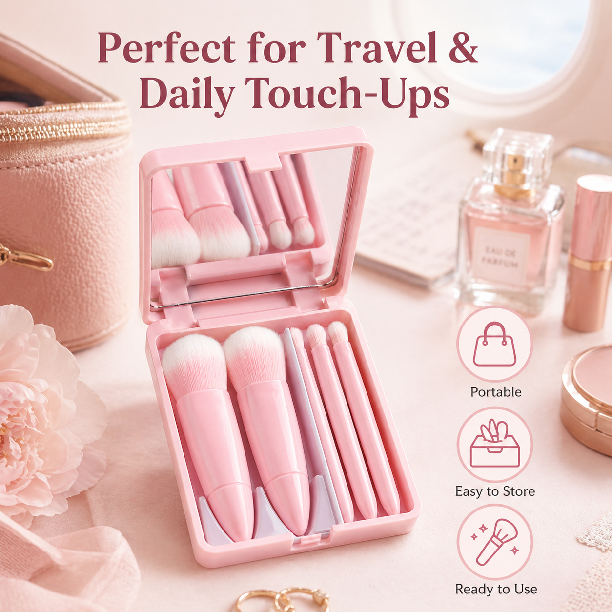 5PCS Mini Brush Set with Mirror