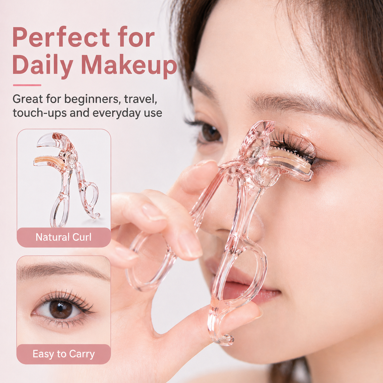 Transparent Pink Frameless Comb Eyelash Curler