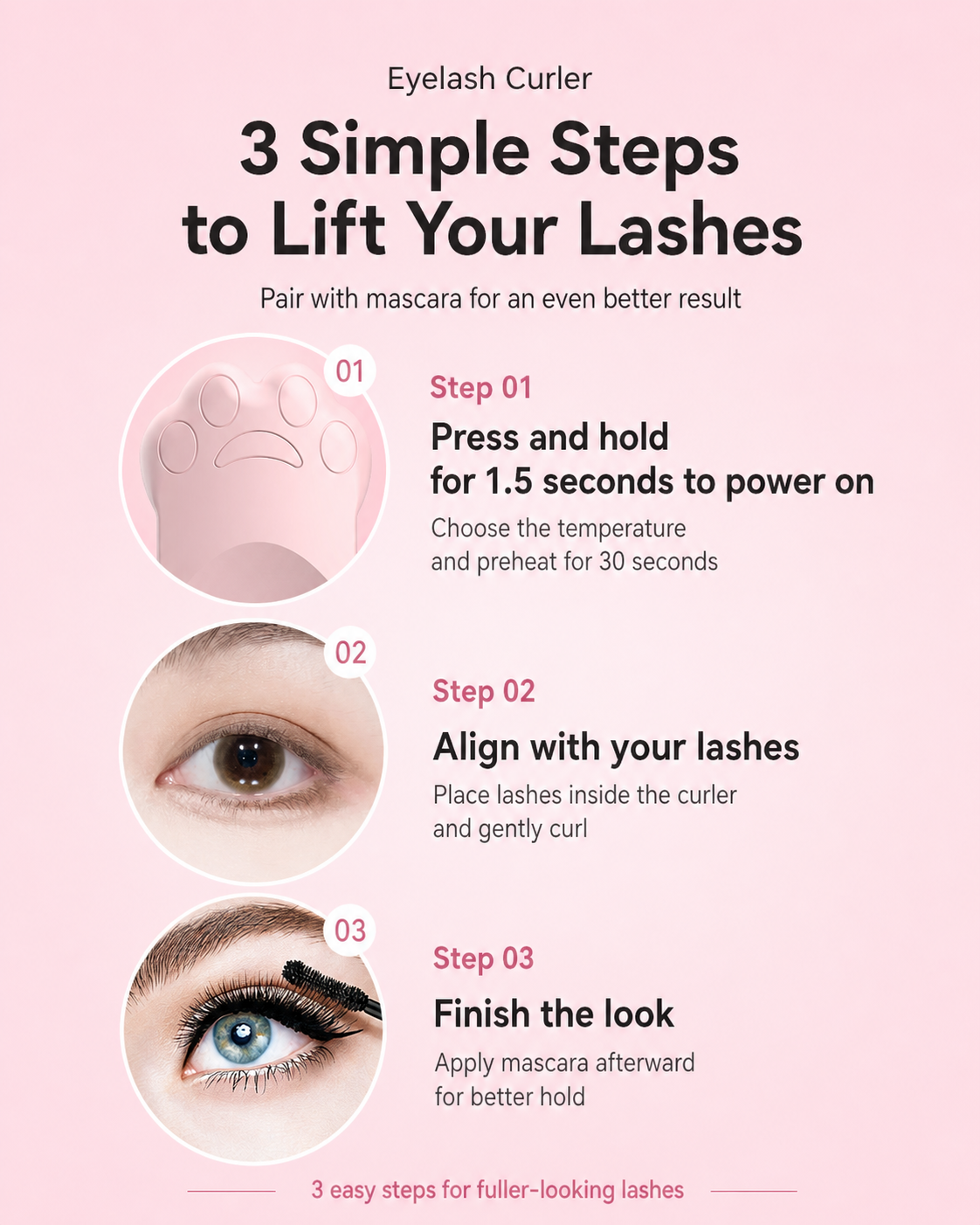Cute Cat Paw Heated Eyelash Curler