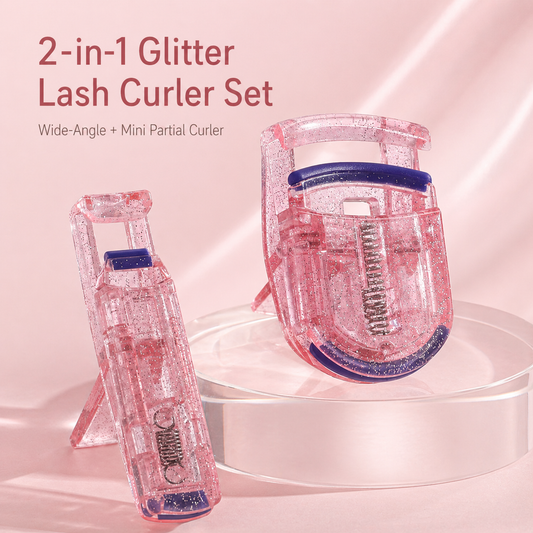 2-in-1 Glitter Pink Eyelash Curler Set